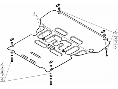 Усиленная защита картера двигателя, КПП (2 мм, сталь) для Audi A4 2007-2011, 2011-2015, Audi A5 2009-2015