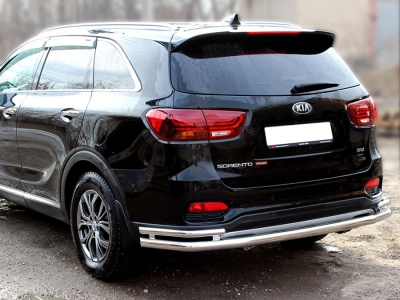 Защита заднего бампера "волна" d-60+43 Технотек для Kia Sorento Prime 2018 – н.в.