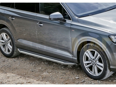 Пороги алюминиевые Rival Premium для Audi Q7 2015-2021