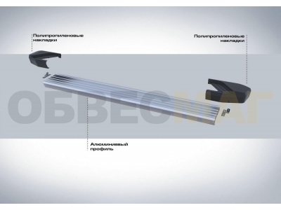 Пороги алюминиевые Rival Silver New для Audi Q5 2016-2021