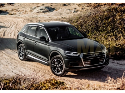 Пороги алюминиевые Rival Black New для Audi Q5 2016-2021
