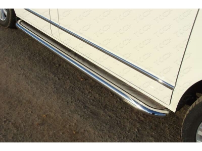 Пороги с площадкой нержавеющий лист 60 мм ТСС для Volkswagen Multivan/Caravelle 2009-2015