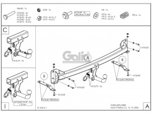 ТСУ Фаркоп оцинкованный Galia шар C съемный для Ford Explorer № F123C