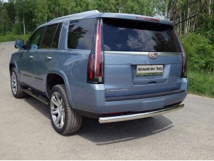 Защита заднего бампера овальная 75х42 мм для Cadillac Escalade № CADESC15-15